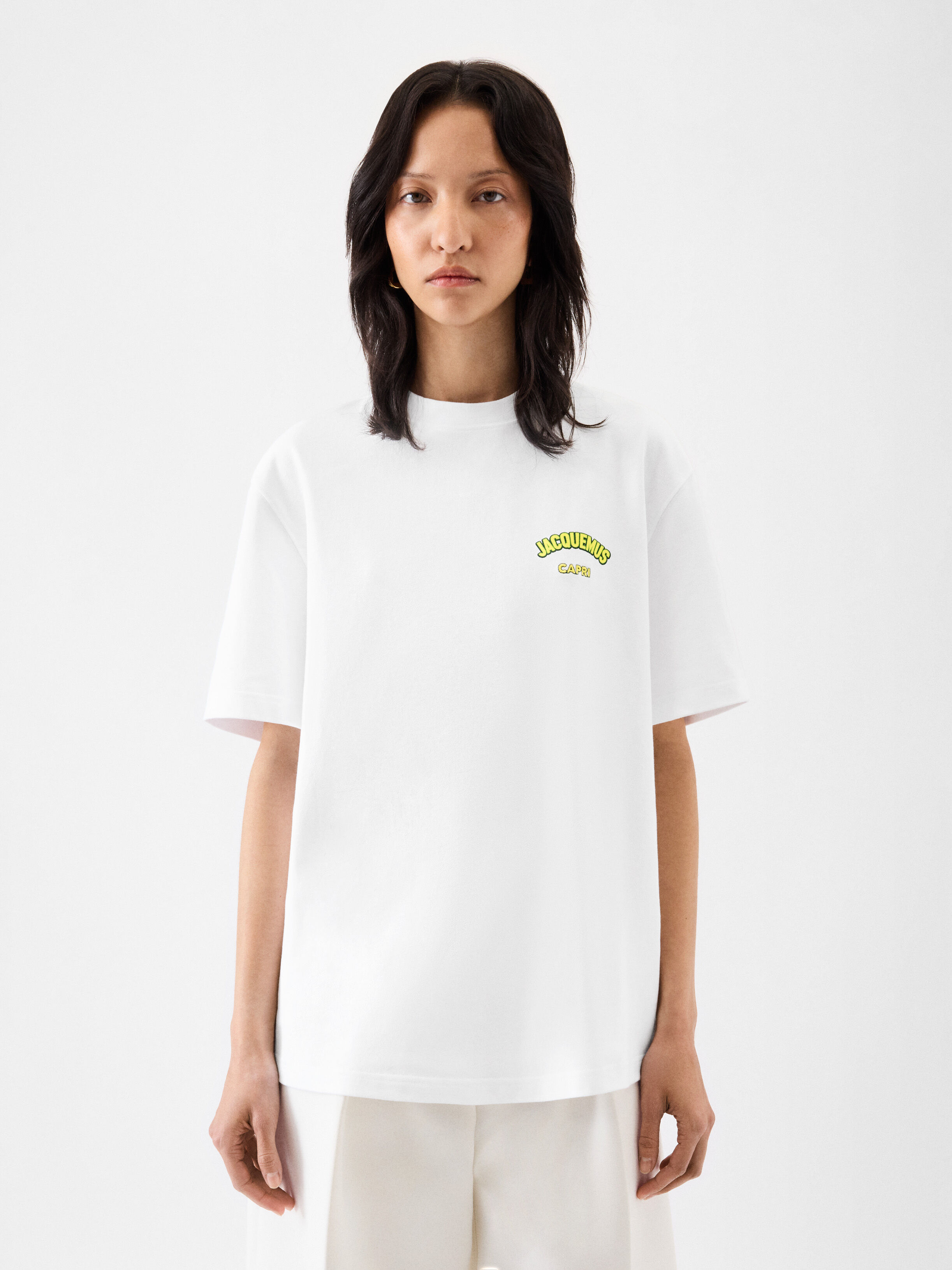 新品未使用　JACQUEMUS ホワイト オフショルダー Tシャツ S The Capri t-shirt, White | JACQUEMUS UAE