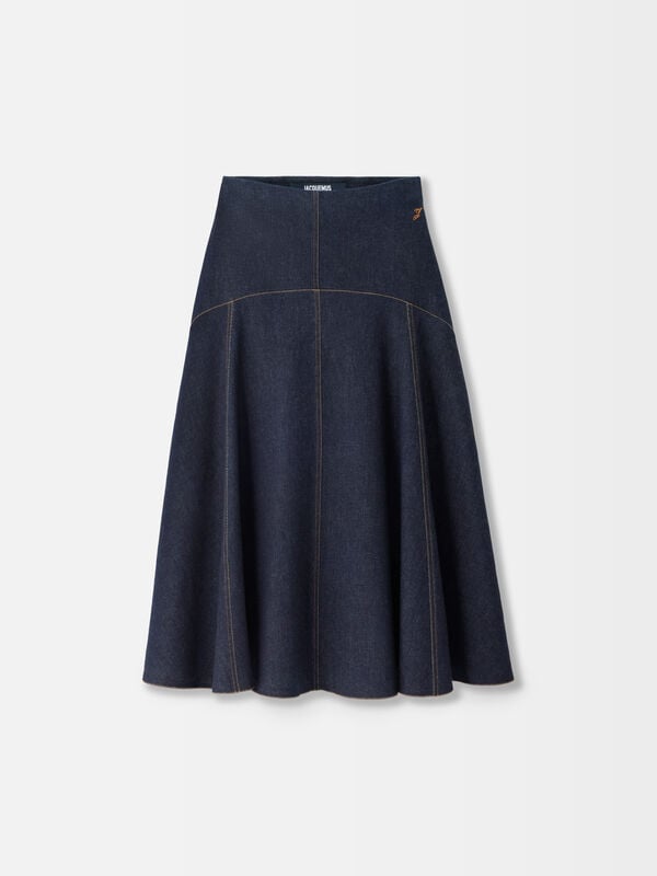 The Triangle de-Nîmes denim skirt jacquemus تنورة the triangle de n mes denim