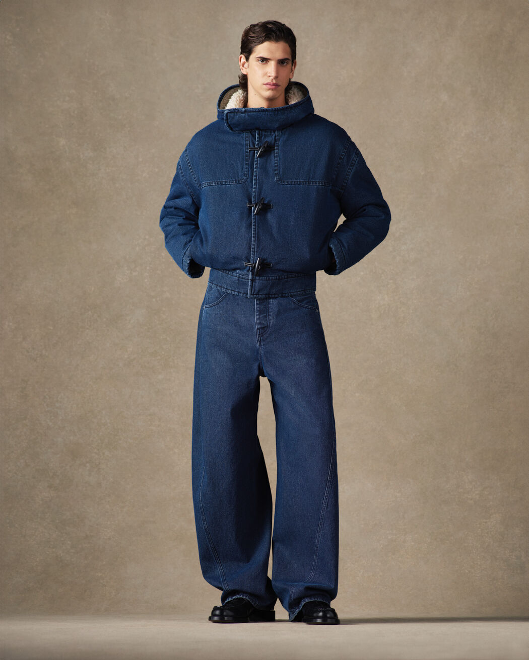 The de-Nîmes denim duffle coat jacquemus the de n mes denim duffle coat