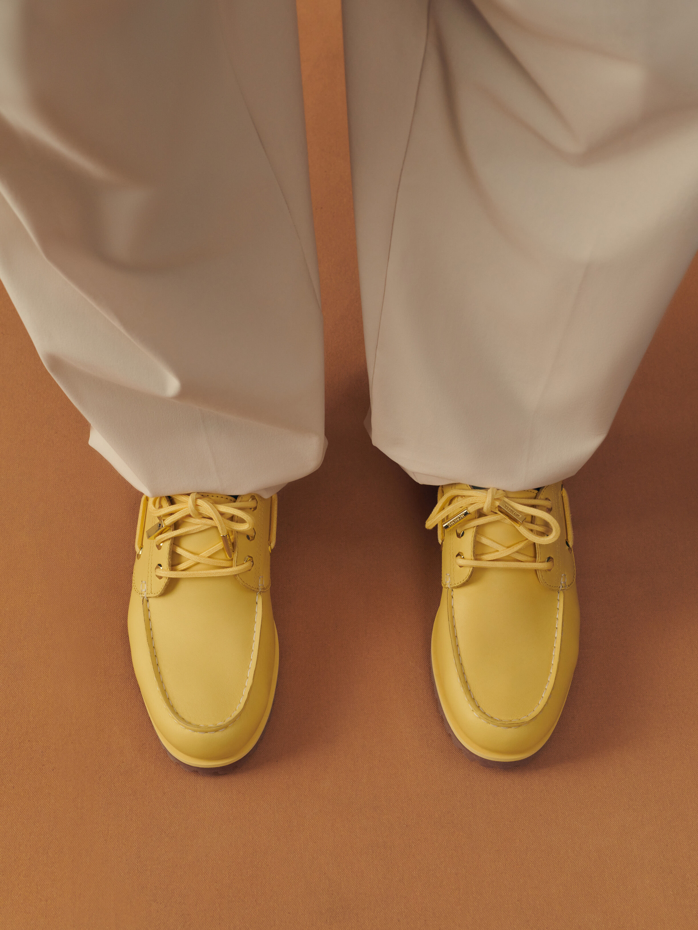The JACQUEMUS+TIMBERLAND boat shoe, Yellow | JACQUEMUS UAE