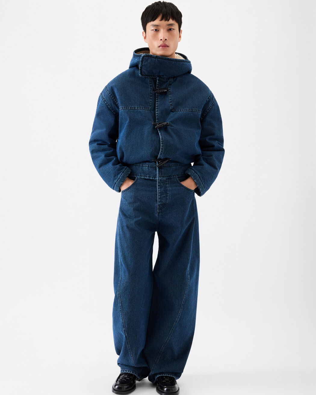 The de-Nîmes denim duffle coat jacquemus the de n mes denim duffle coat