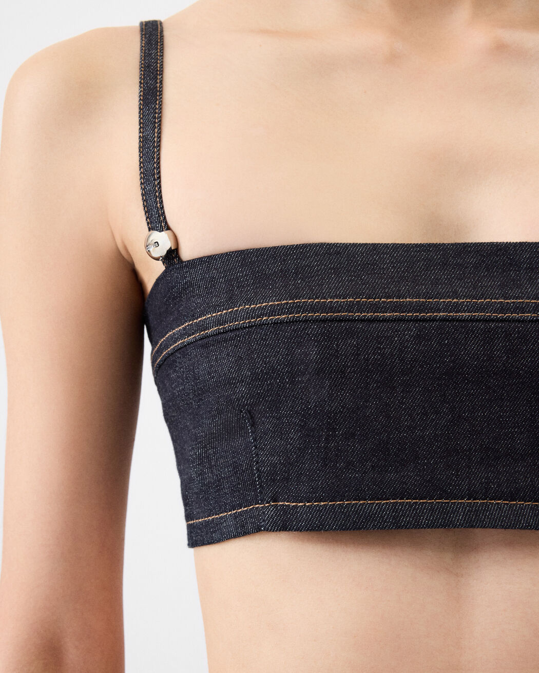 The Bisou de-Nîmes denim bandeau top jacquemus the bisou de n mes denim bandeau top