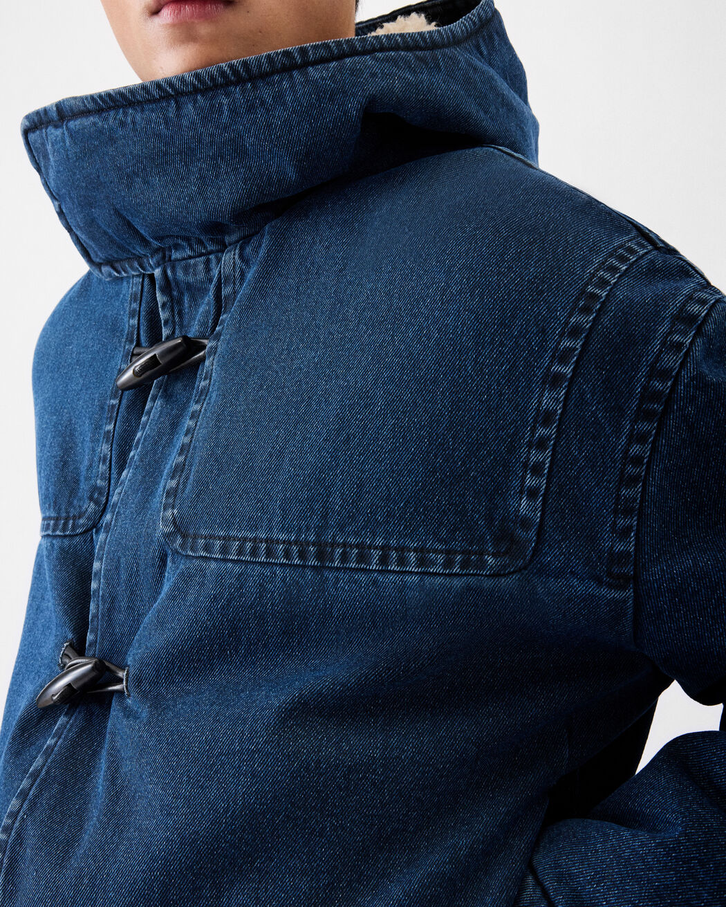 The de-Nîmes denim duffle coat jacquemus the de n mes denim duffle coat