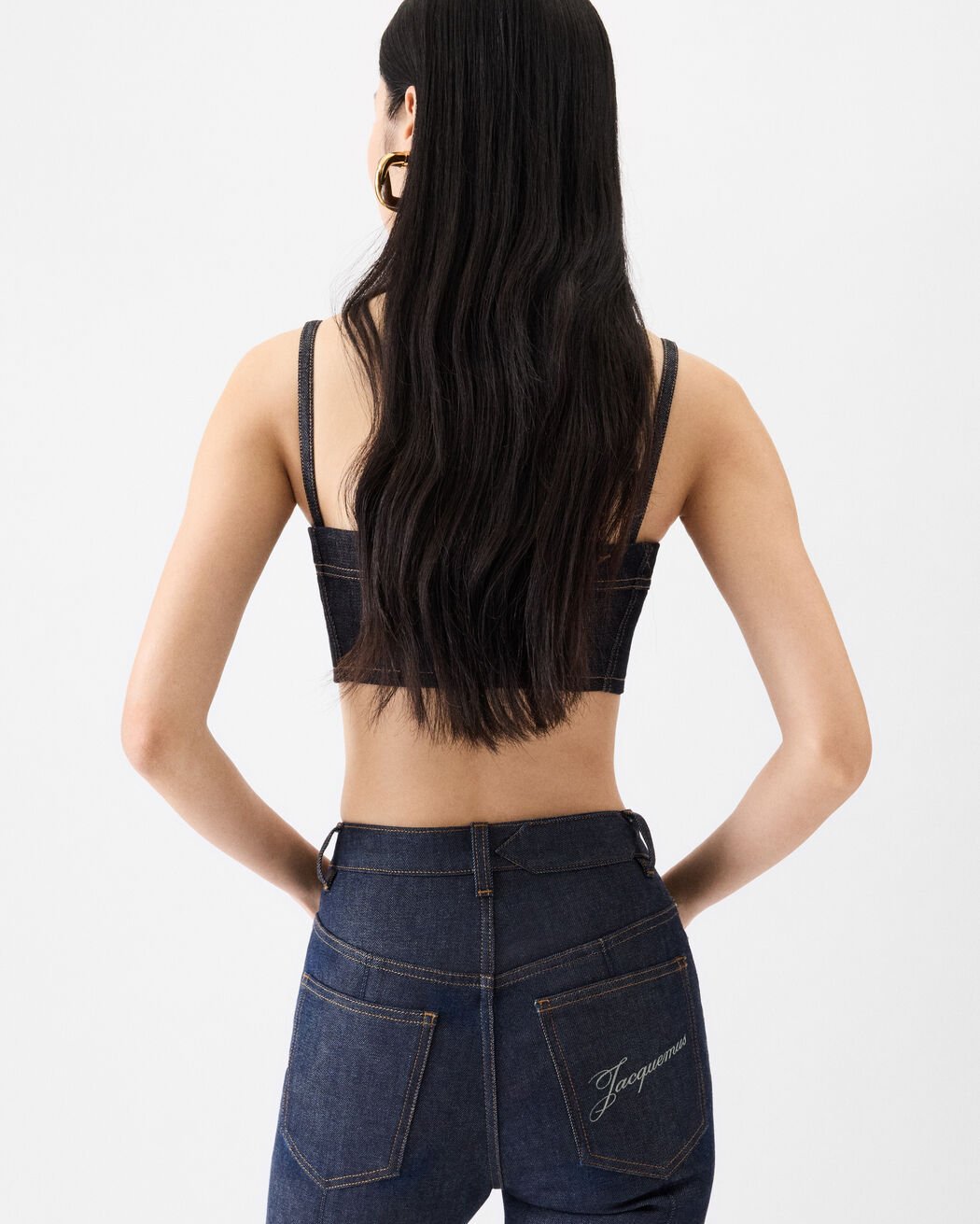 The Bisou de-Nîmes denim bandeau top jacquemus the bisou de n mes denim bandeau top